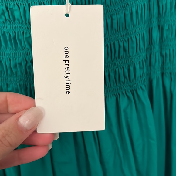 NWT o.p.t (one pretty time) Tuscany Dress in green with pockets - Picture 9 of 9